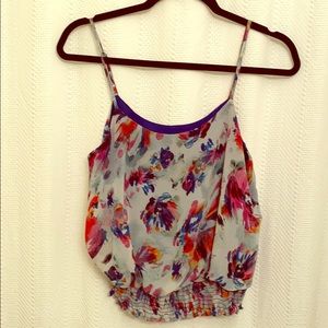 Xhilaration Blue Floral Spaghetti Strap Tank
